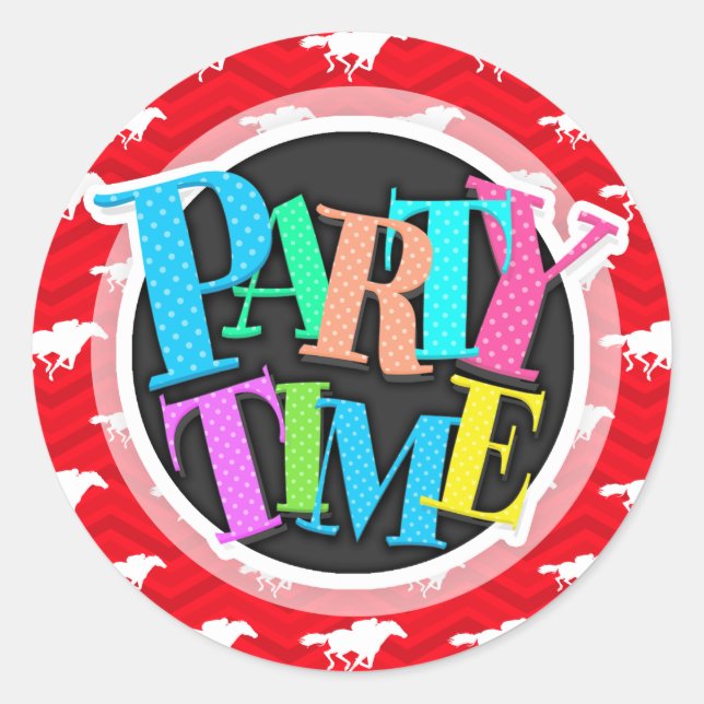 Sticker Rond Rouge écarlate, Blanc, Chevron, Course hippique (Devant)