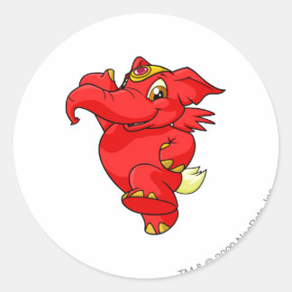 Sticker Rond Rouge éléphante