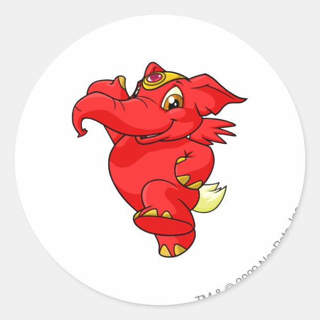 Sticker Rond Rouge éléphante (Devant)