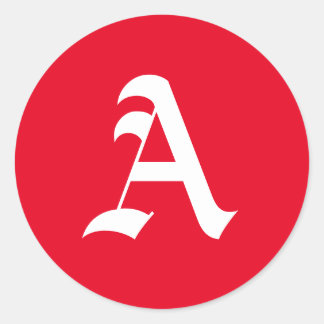 Sticker Rond Rouge et blanc "A"
