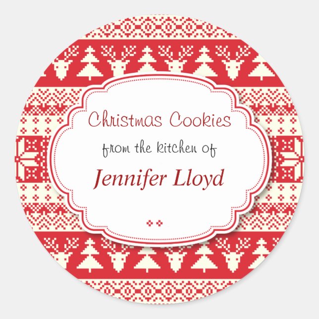 Sticker Rond Rouge et blanc, cookies de Noël, Traitements (Devant)
