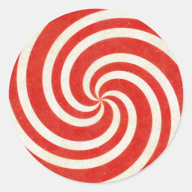 Sticker Rond Rouge et blanc Dizzy Candy Swirl (Devant)