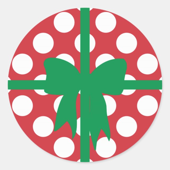 Sticker Rond Rouge et Blanc Polka Dot XMAS (Devant)