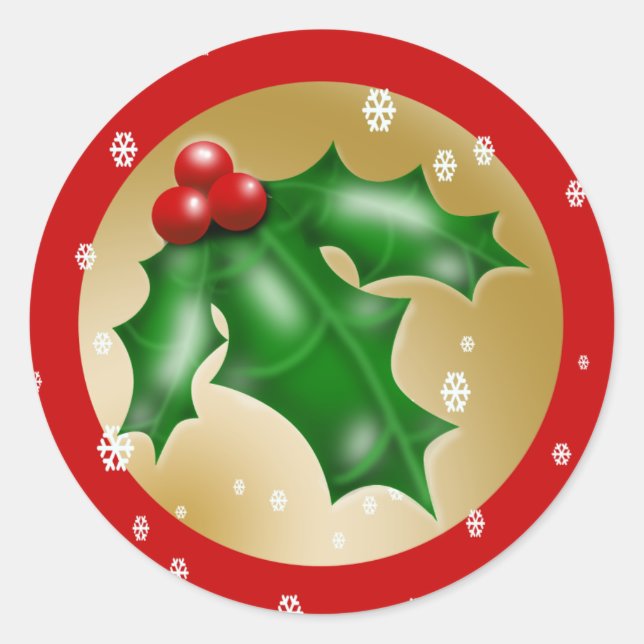 Sticker Rond Rouge et Gold Holly (Devant)