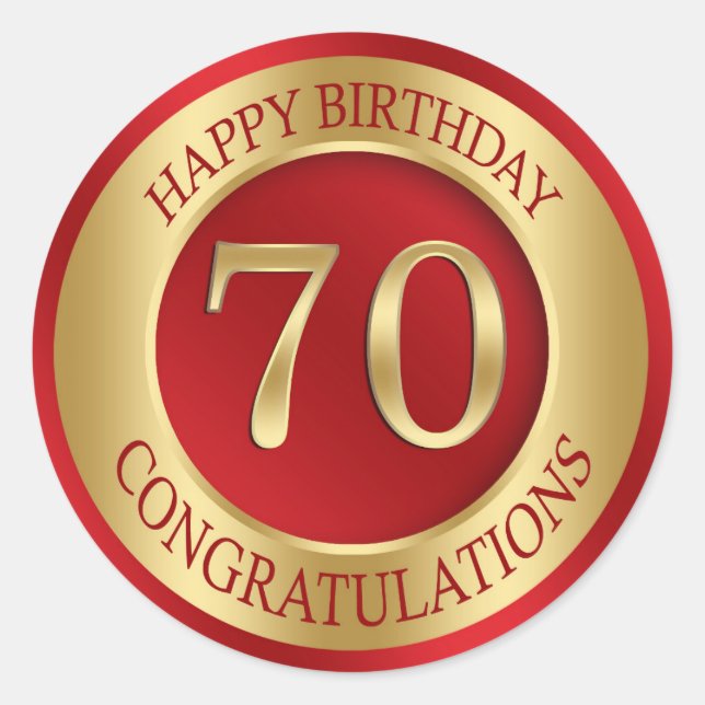 Sticker Rond Rouge et or 70e anniversaire (Devant)