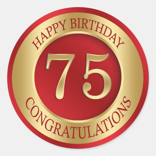 Sticker Rond Rouge et or 75e anniversaire (Devant)
