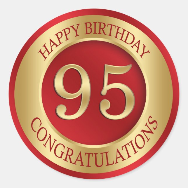 Sticker Rond Rouge et or 95e anniversaire (Devant)