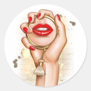 Sticker Rond Rouge et or glam chic