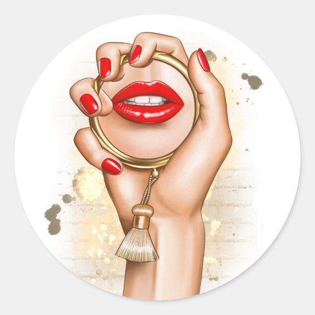 Sticker Rond Rouge et or glam chic (Devant)