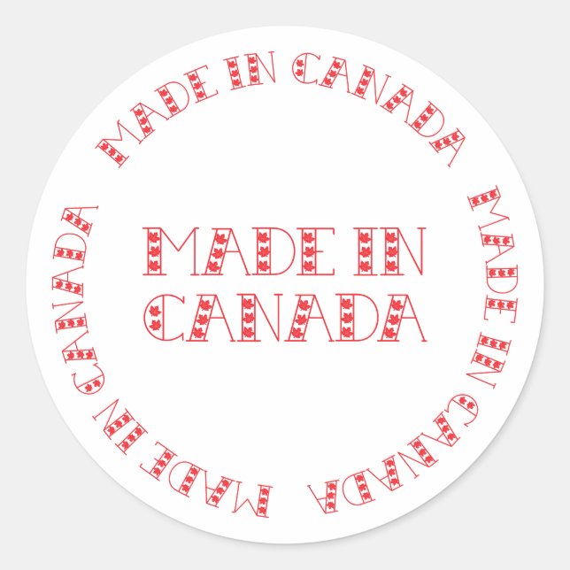 Sticker Rond Rouge Fabriqué Au Canada (Devant)