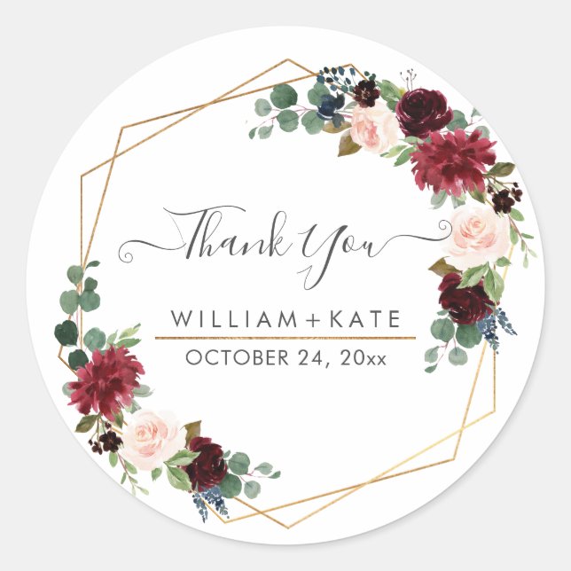 Sticker Rond Rouge Floraison Rustique Bourgogne Eucalyptus Merc (Devant)