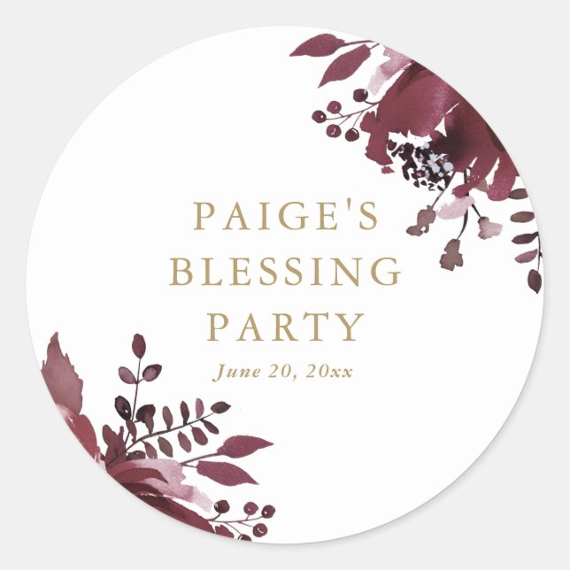 Sticker Rond Rouge Floral Chrétien Mère et Blessure Bébé (Devant)