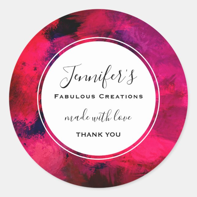 Sticker Rond Rouge foncé et violet moderne Abstrait affaires (Devant)