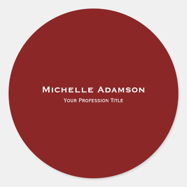 Sticker Rond Rouge Foncé Professionnel Moderne Uni (Devant)