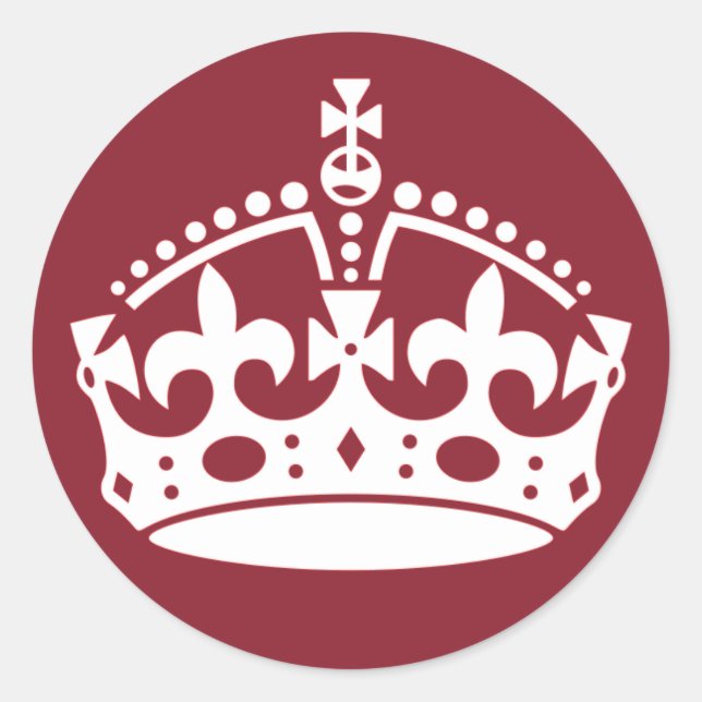 Sticker Rond Rouge Garder le calme et porter sur les autocollan (Devant)