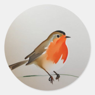 Sticker Rond Rouge-gorge familier