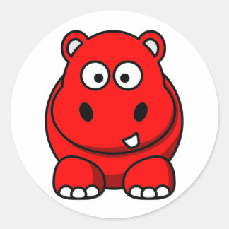 Sticker Rond Rouge hippo