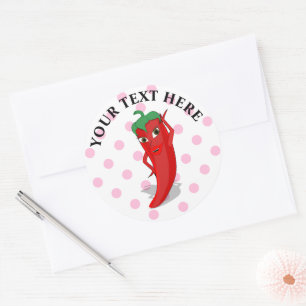 Sticker Rond Rouge Hot Pepper Diva Pois roses