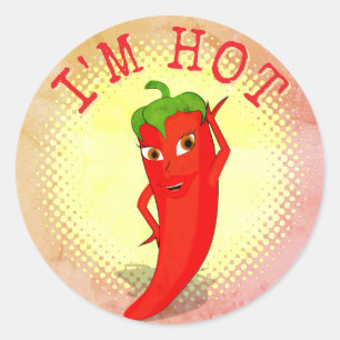 Sticker Rond Rouge Hot Pepper Diva Style Vintage Imprimer