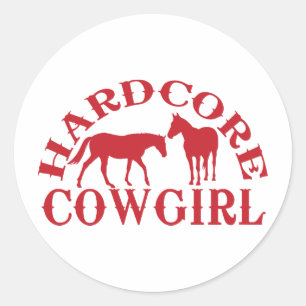 Sticker Rond Rouge inconditionnel de la cow-girl A262