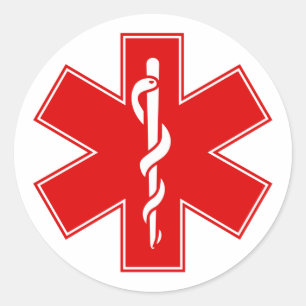 Sticker Rond Rouge Jaune Orange Blanc infirmière EMS Star of Li