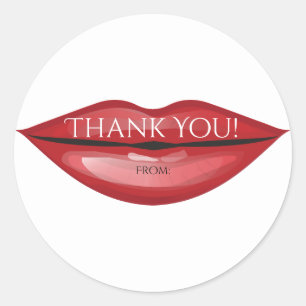 Sticker Rond Rouge Lèvres brillantes Kiss Chic Design Glam Beau