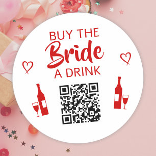 Sticker Rond Rouge Offre un verre à la mariée Code QR Enterreme