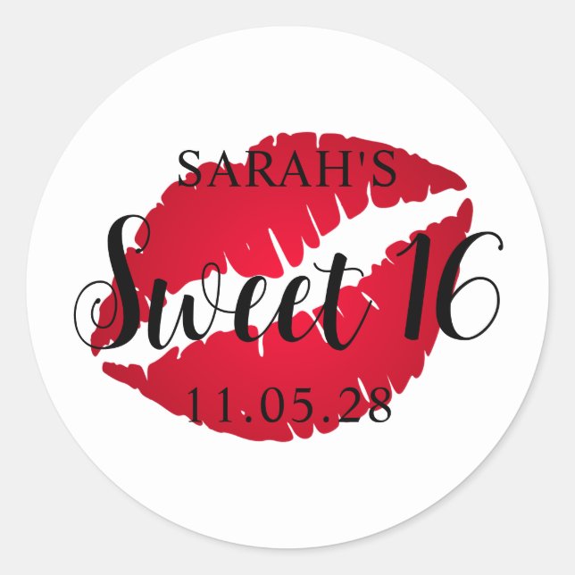 Sticker Rond Rouge Ombre Lipstick Sweet 16 (Devant)