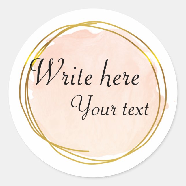 Sticker Rond Rouge Orange Aquarelle Cercle Or Élégant   (Devant)