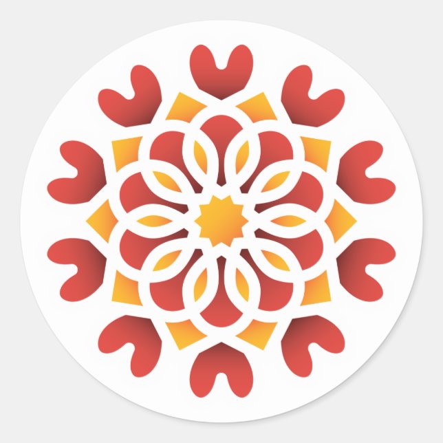 Sticker Rond Rouge Orange Fleur Jaune Nuit Arabe Quinceañera (Devant)