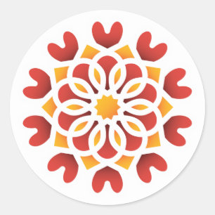 Sticker Rond Rouge Orange Fleur Jaune Nuit Arabe Quinceañera