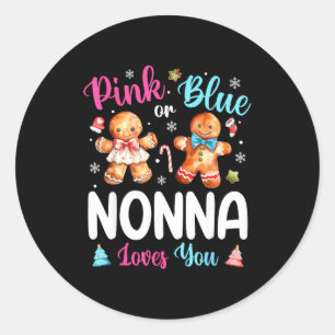 Sticker Rond Rouge Ou Bleu Nonna T'aime Révélation Du Sexe De B