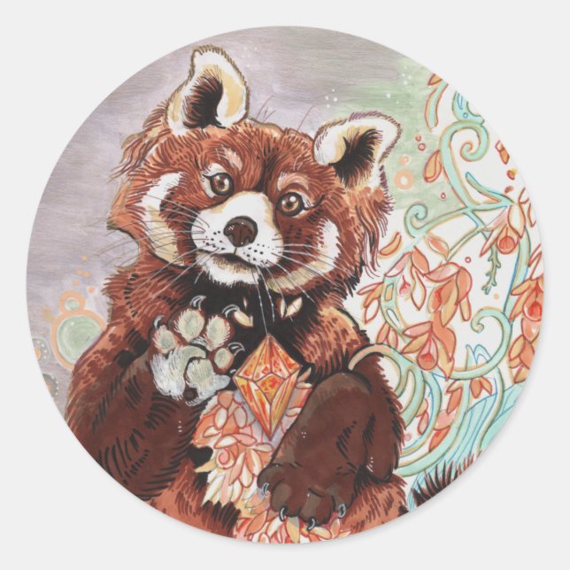 Sticker Rond Rouge Panada Crystaline Vibes Art (Devant)