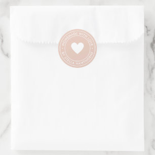 Sticker Rond Rouge personnalisé fait maison avec amour coeur
