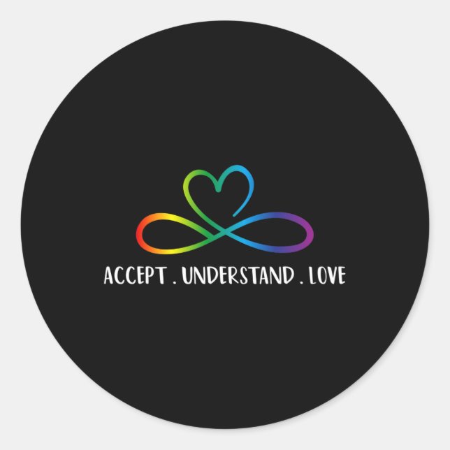 Sticker Rond Rouge Plutôt Autisme Infini Accepter Comprendre L' (Devant)