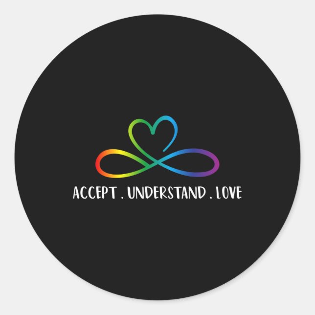 Sticker Rond Rouge Plutôt Autisme Infini Accepter Comprendre L' (Devant)