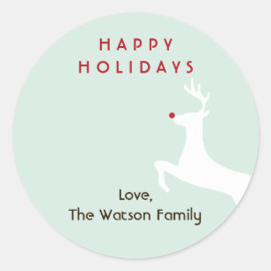 Sticker Rond Rouge renne chic Noël marque cadeau de Noël