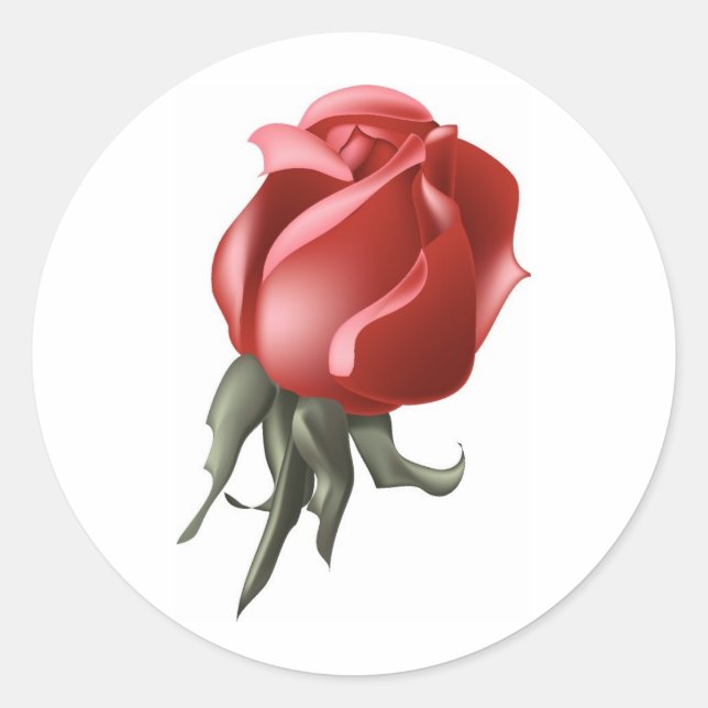 Sticker Rond Rouge Rose Bud (Devant)