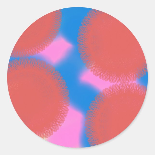 Sticker Rond rouge rose et bleu 56789 art abstrait (Devant)