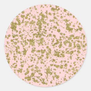 Sticker Rond Rouge rose et or Paillettes Moderne Éclaboussure d