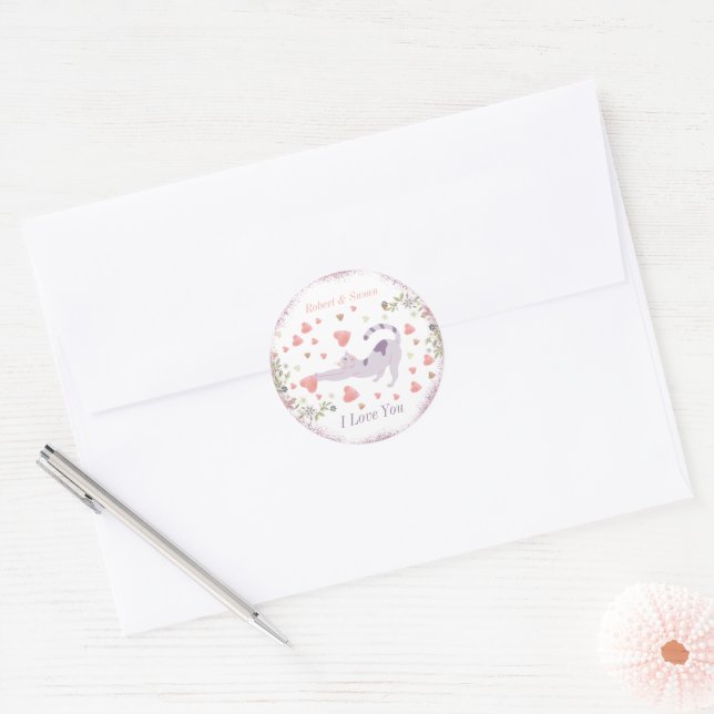 Sticker Rond Rouge rose Je t'aime mignonne Jour des Valentines  (Enveloppe)