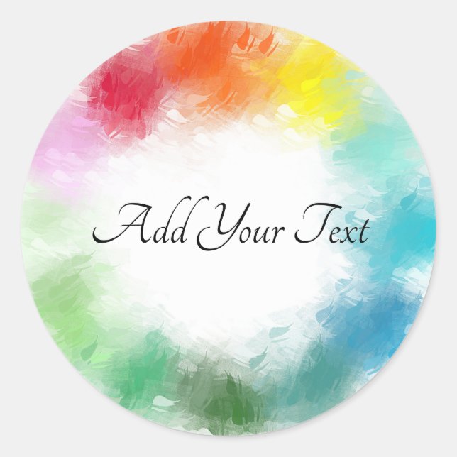 Sticker Rond Rouge rose orange jaune bleu violet blanc (Devant)