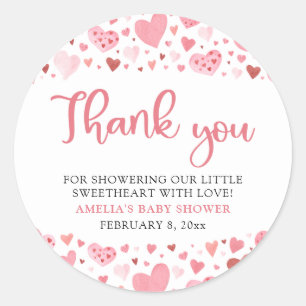 Sticker Rond Rouge rose Valentin Un Baby shower Un Peu Chéri