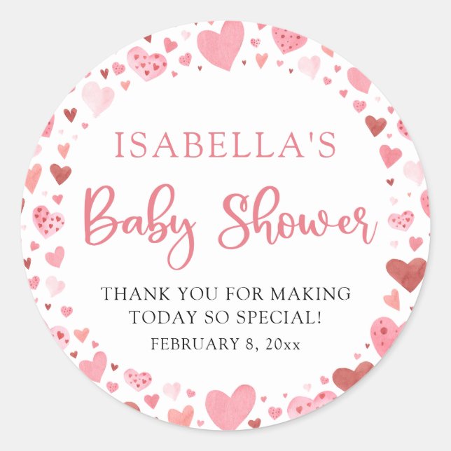 Sticker Rond Rouge rose Valentin Un Baby shower Un Peu Chéri (Devant)