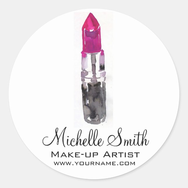 Sticker Rond Rouge rouge à lèvres rose rose noir (Devant)