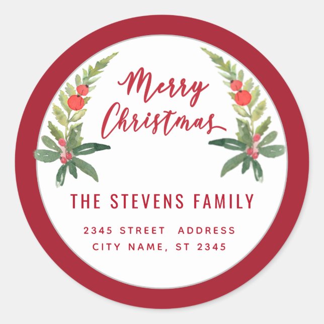 Sticker Rond Rouge sainte écriture moderne Joyeux Noël (Devant)