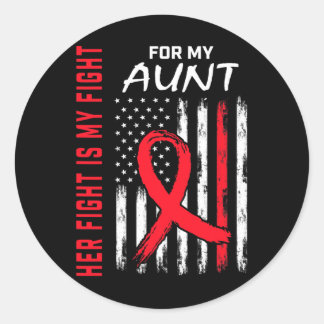 Sticker Rond Rouge Son combat Tante Maladie cardiaque Sensibili