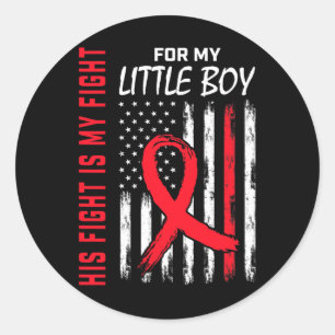 Sticker Rond Rouge Son Fils De Combat Petit Garçon Maladie Coeu