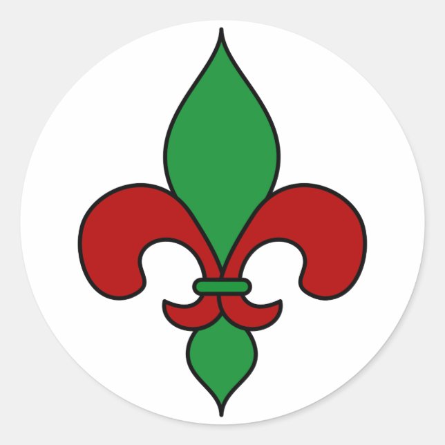 Sticker Rond Rouge Vert Noël Fleur de Lis (Devant)
