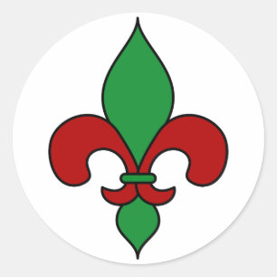 Sticker Rond Rouge Vert Noël Fleur de Lis